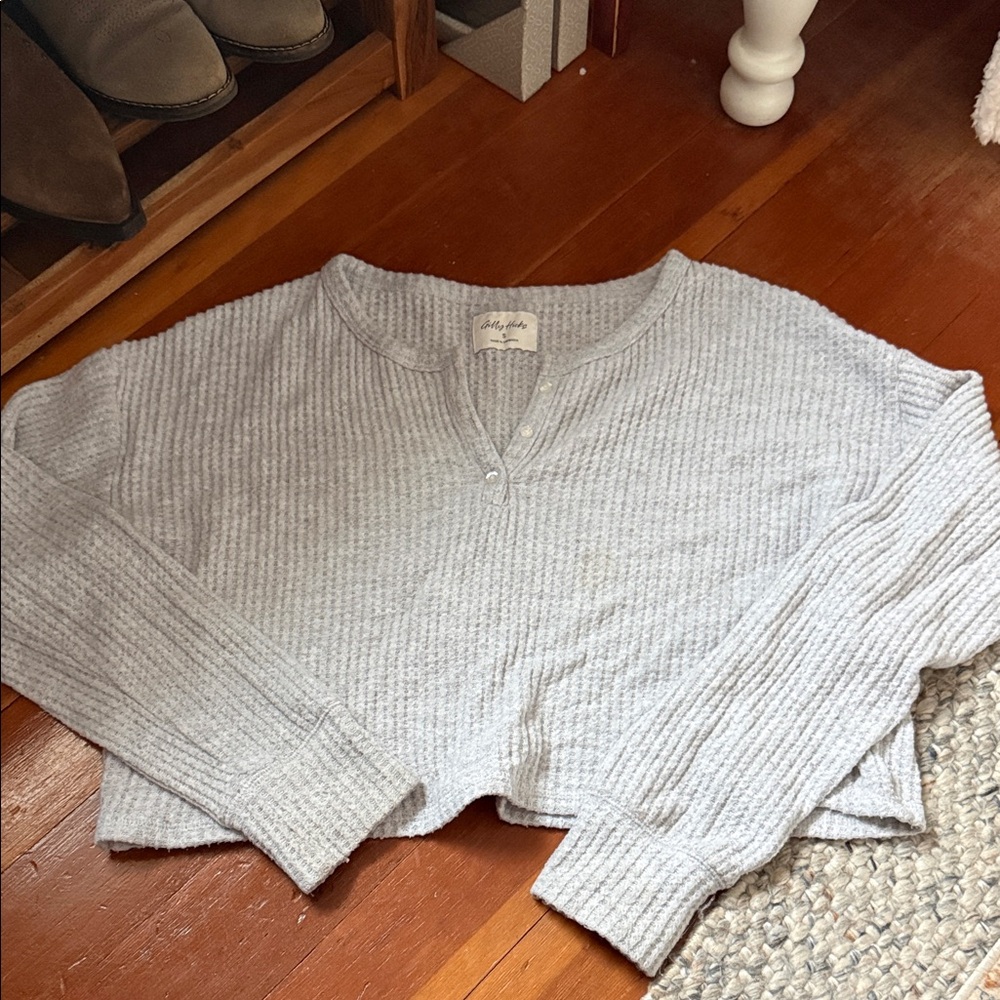 Gilly Hicks Light Gray Ribbed Crop Top